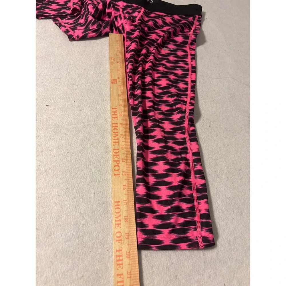 Nike Dri-Fit Pro Running Cropped Leggings Pink Black Ikat Pattern XS‎